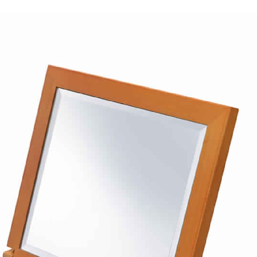 Wooden Rectangular Tilted Bevelled Mirror, Brown and Silver - View 4