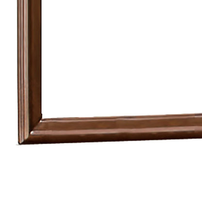 Arched Molded Design Wooden Frame Mirror, Cherry Brown and Silver - View 3