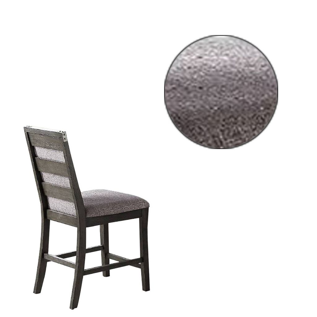 Wooden High Chairs with Upholstered Seat and Backrest, Set of 2, Gray - View 3