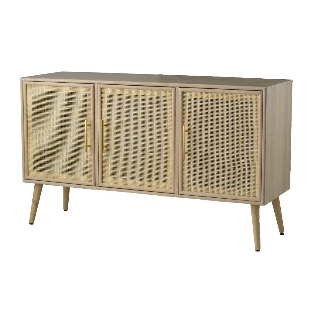Dana 47 Inch TV Media Entertainment Console, 3 Rattan Doors, Modern, Brown