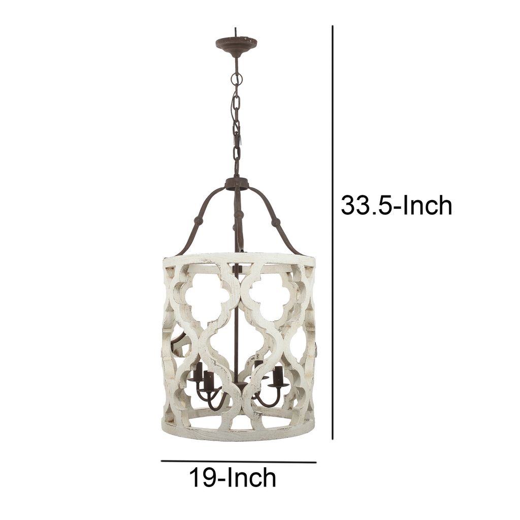 Joliette 4 Light Wood Chandelier, White - View 6