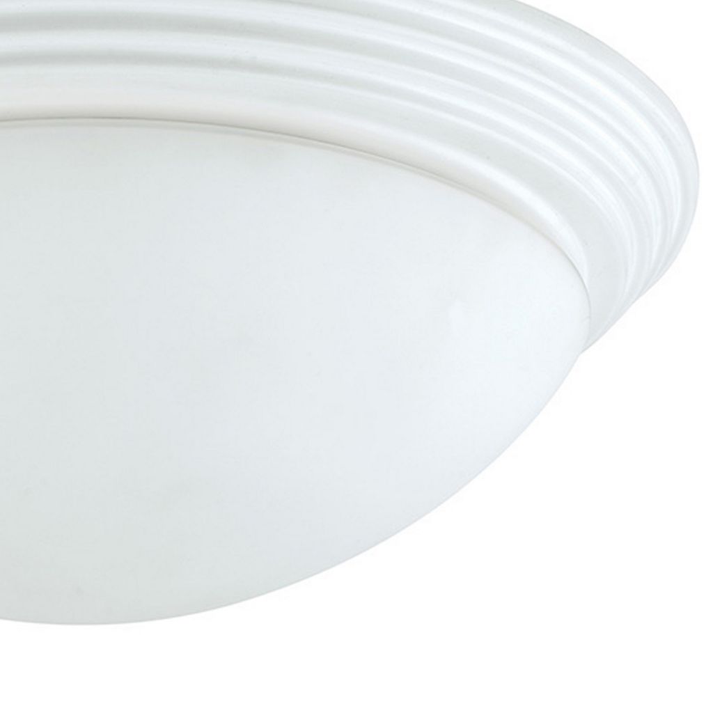Dome Shaped Glass Ceiling Lamp with Hardwired Switch, White and Clear - View 4