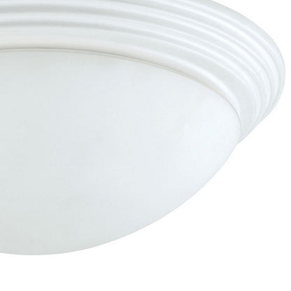 Dome Shaped Glass Ceiling Lamp with Hardwired Switch, White and Clear - View 4