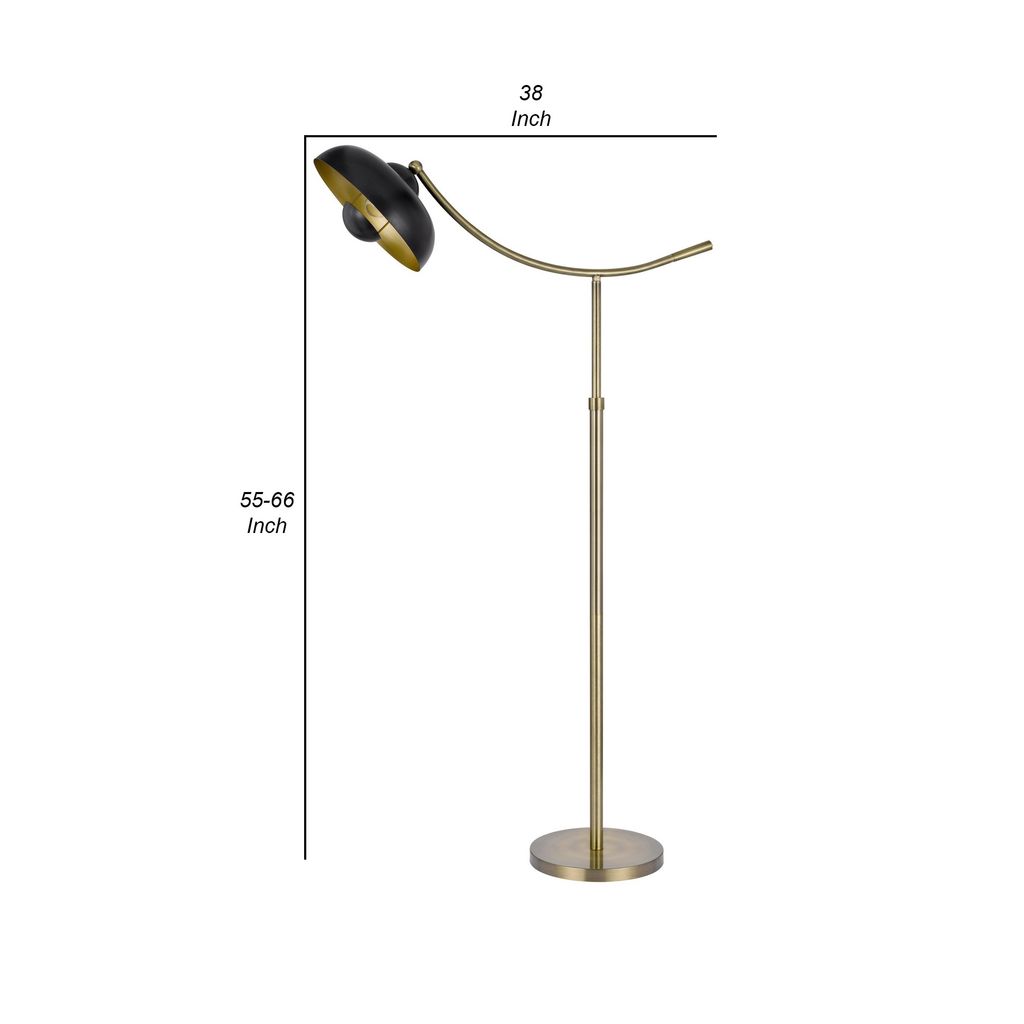 66 Inch Adjustable Arc Floor Lamp, Dome Shade, Dark Bronze, Antique Brass - View 6