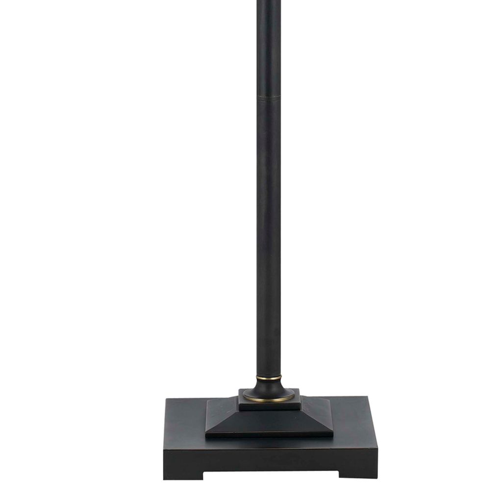Metal Body Floor Lamp with Fabric Tapered Bell Shade, Beige and Black - View 2