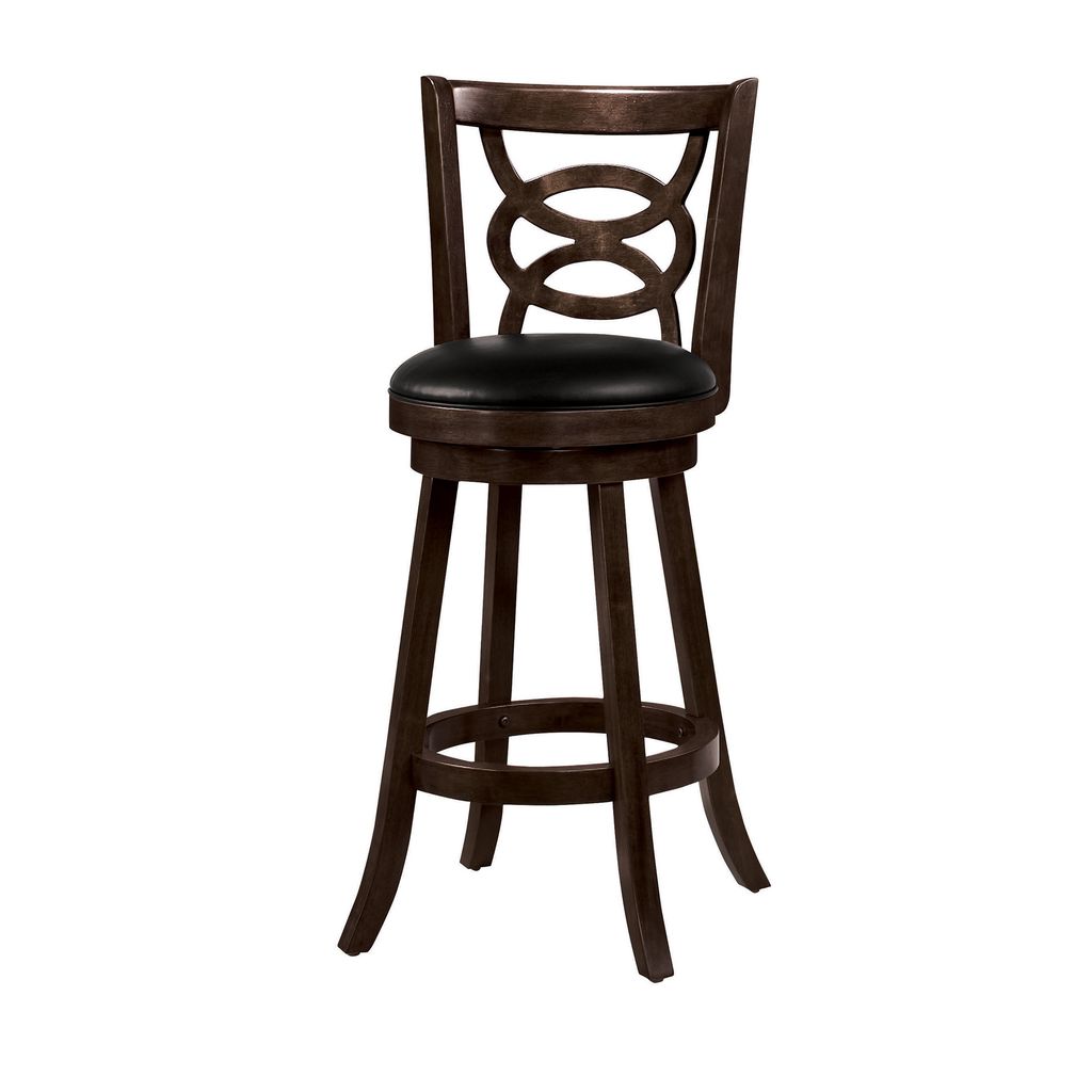 29" Swivel Bar Stool with Upholstered Seat, Black And Brown ,Set of 2