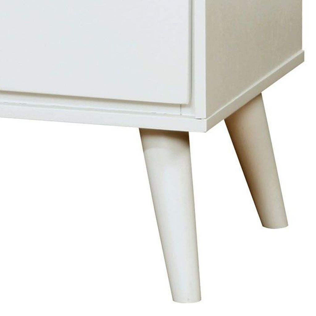 2 Drawer Wooden Nightstand with Recessed Drawer Fronts, White - View 5