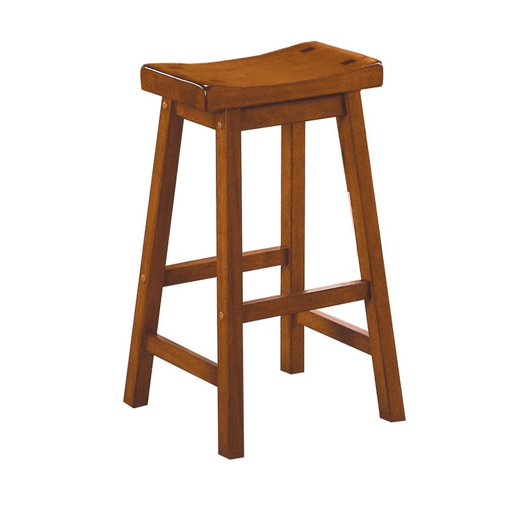 Wooden 29" Counter Height Stool with Saddle Seat, Oak Brown, Set Of 2 - View 3