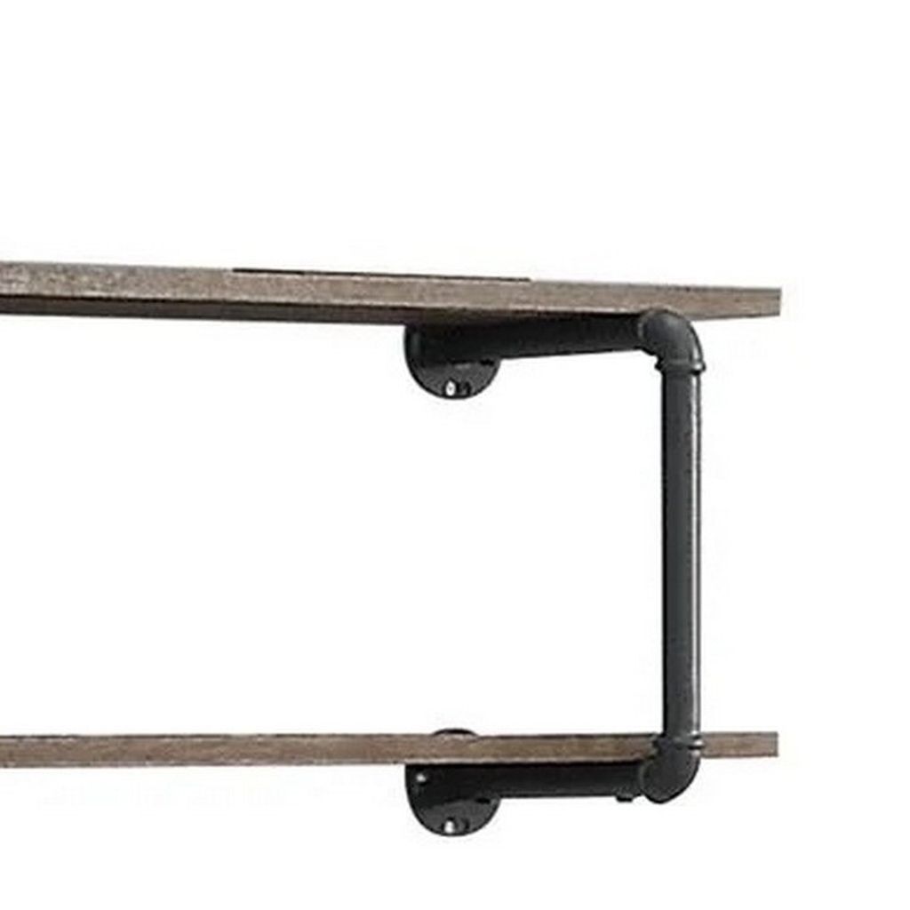 Antique Metal Framed Wall Rack, Brown and Gray - View 4