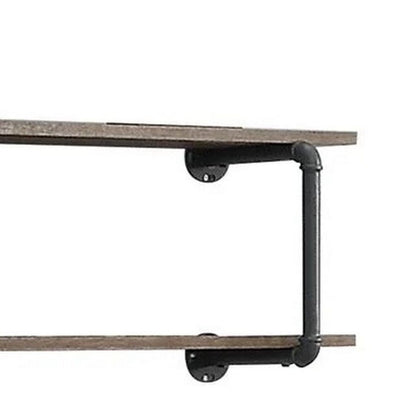 Antique Metal Framed Wall Rack, Brown and Gray - View 4