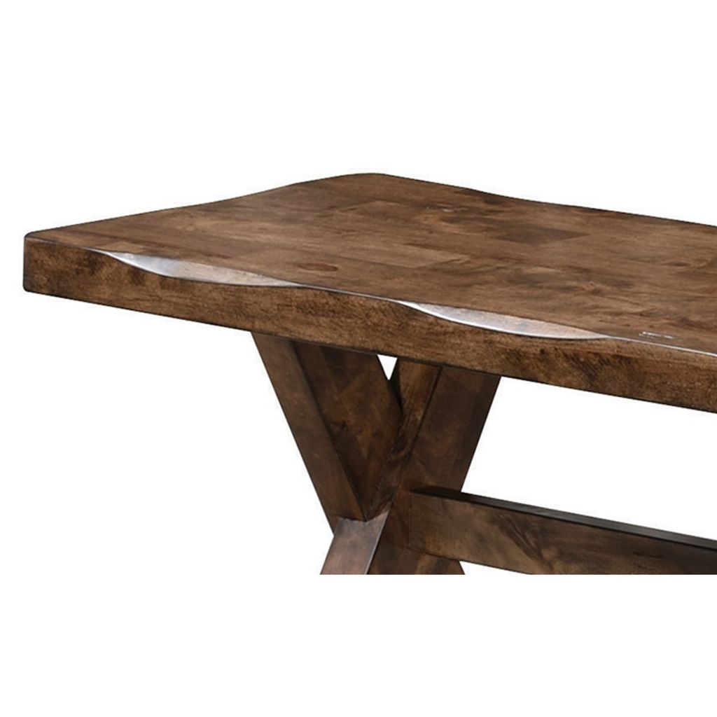 Wooden Trestle Style Base Bench, Brown - View 3