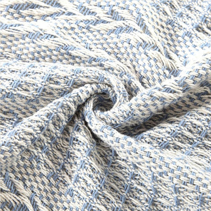 Latina Cotton Throw with Decorative Fringe The Urban Port, Set of 2, Blue - View 4