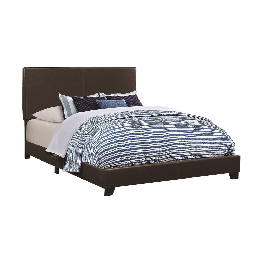 Leather Upholstered Full Size Platform Bed, Brown - View 3