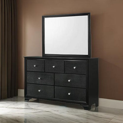 Rectangular Wooden Frame Dresser Top Mirror, Black and Silver - View 7