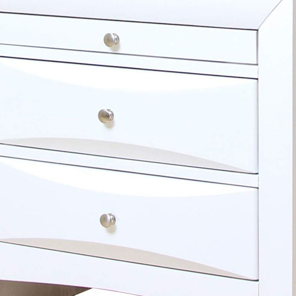 Contemporary 3 Drawer Wood  Nightstand By Ireland, White - View 3