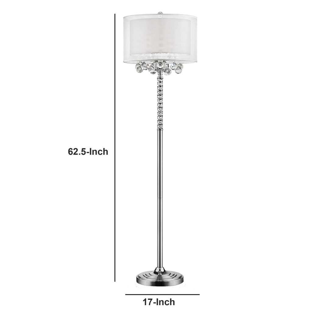 Twisted Crystal Accent Floor Lamp with Dual Fabric Shade, Clear - View 6