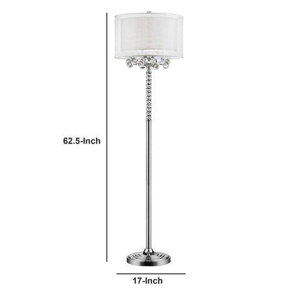 Twisted Crystal Accent Floor Lamp with Dual Fabric Shade, Clear - View 6