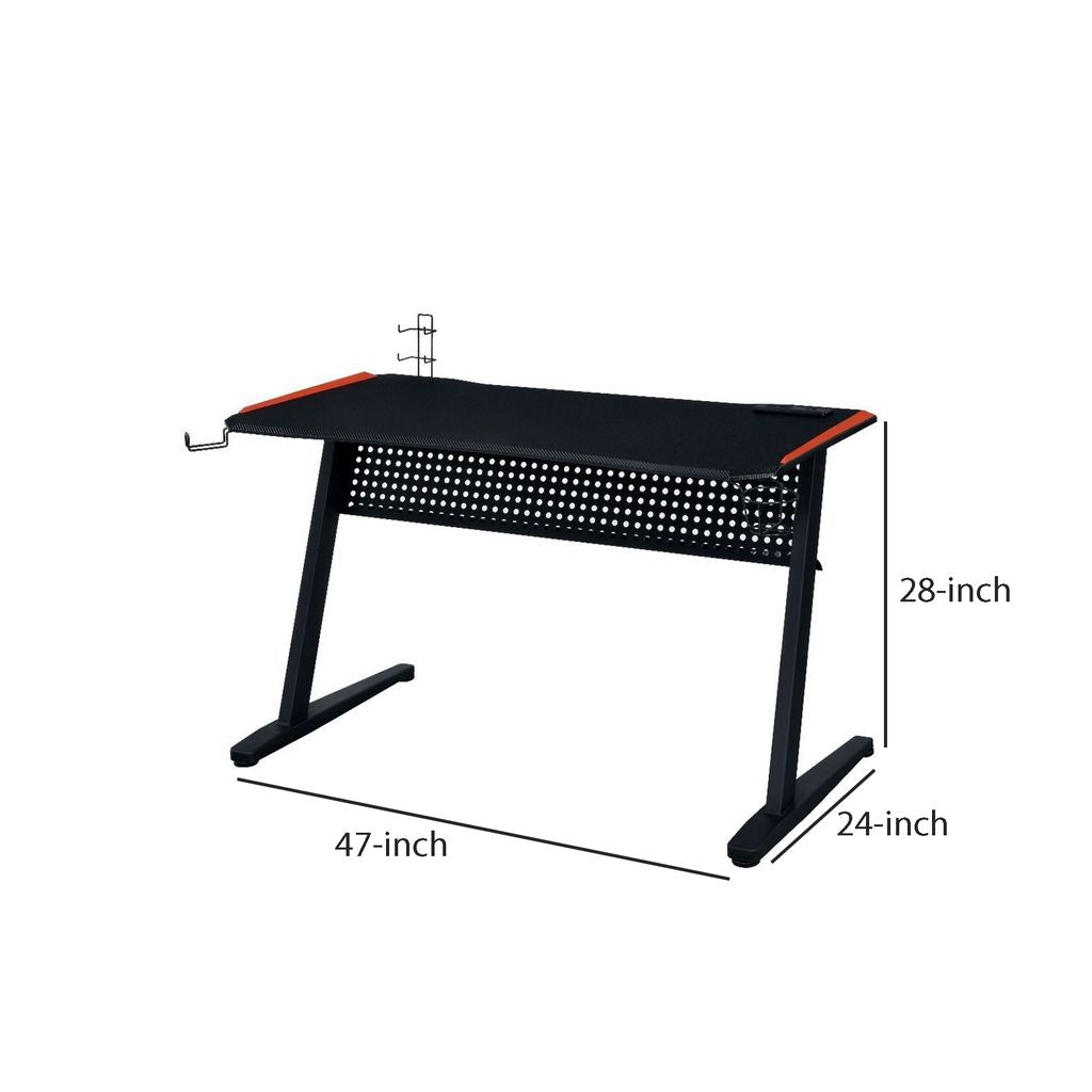 MDF Gaming Table with Cup and Controller Holders, Black - View 6