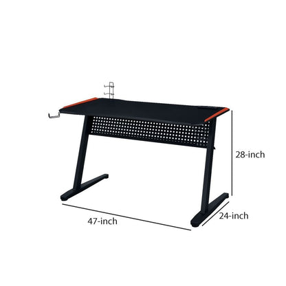 MDF Gaming Table with Cup and Controller Holders, Black - View 6