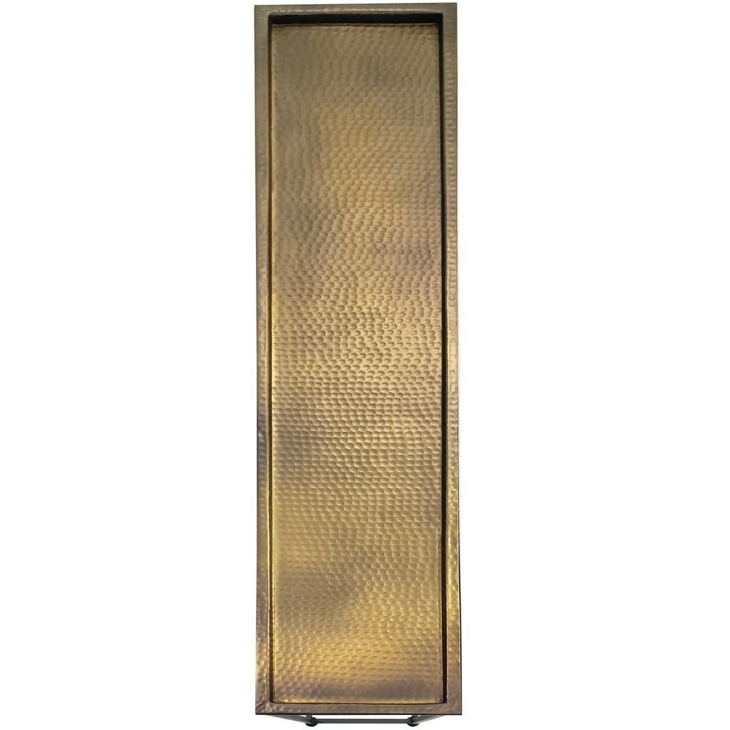 Aurelia 48 Inch Console Sofa Table, Artisanal Hammered Antique Bronze Tray Top, Industrial Black Iro - View 6