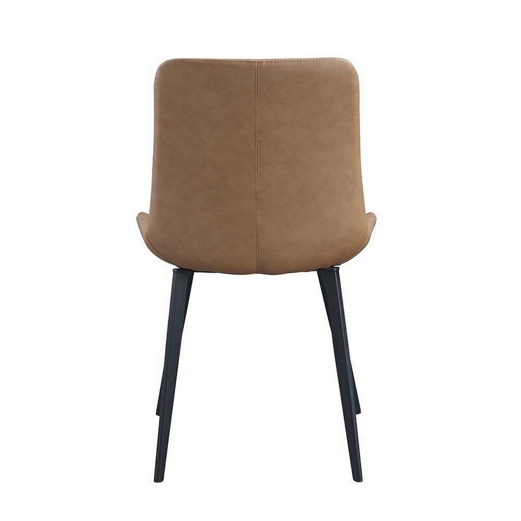 Eli 20 Inch Parson Style Dining Chair, Vegan Leather, Set of 2, Tan Brown - View 4