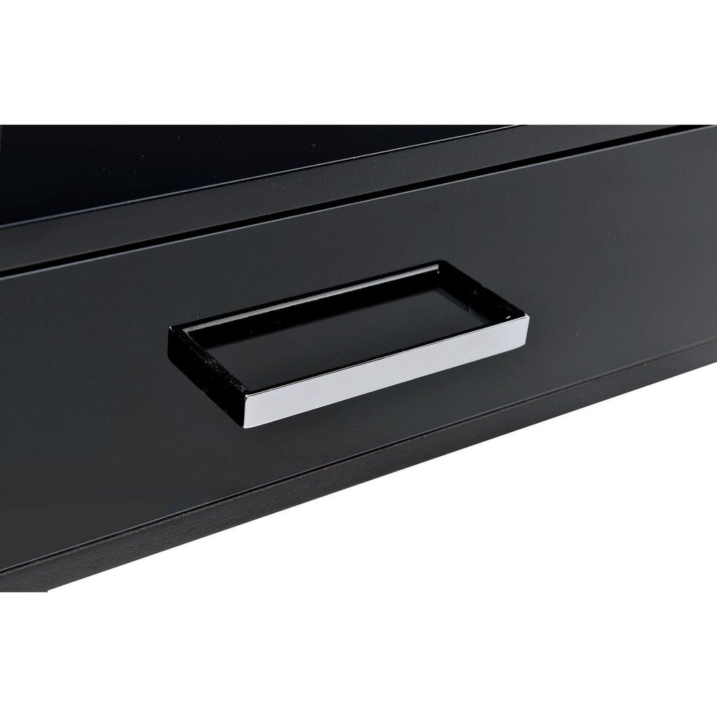 Writing Desk with MDF 2 Drawers and Metal Legs, Black and Chrome - View 5