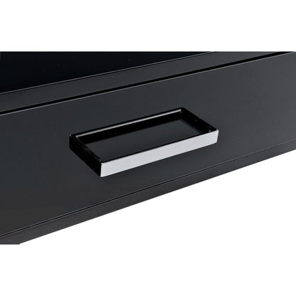 Writing Desk with MDF 2 Drawers and Metal Legs, Black and Chrome - View 5