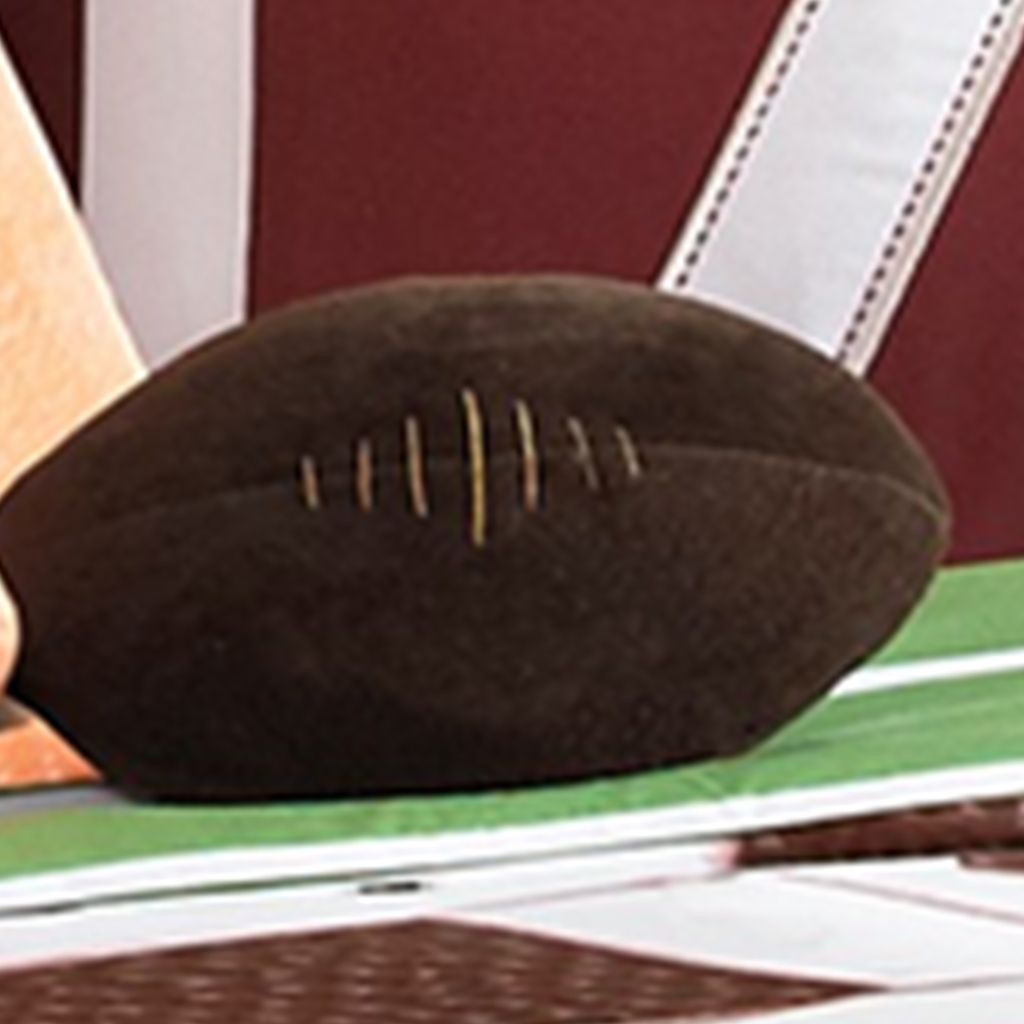 6 Piece Full Comforter Set with Football Field Print, Brown and Green - View 4