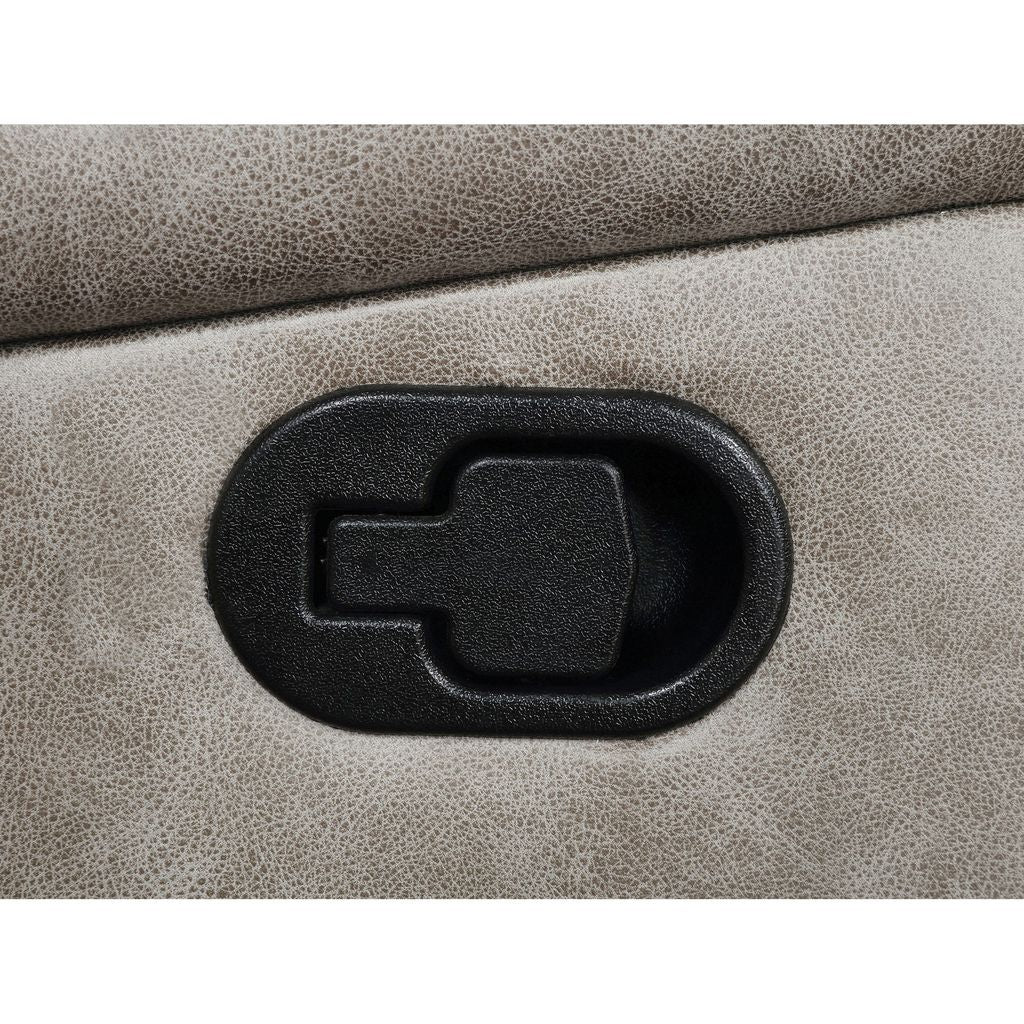 Jake 41 Inch Gliding Manual Recliner, Pillowtop, Taupe Brown Faux Leather - View 4