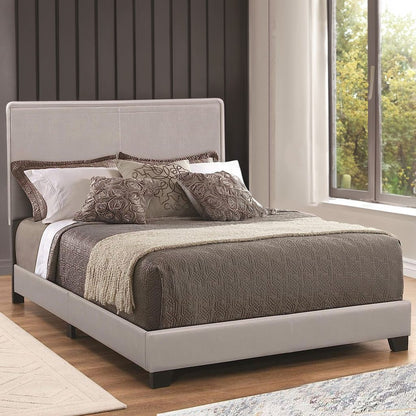 Leather Upholstered Twin Size Platform Bed, Gray - View 6