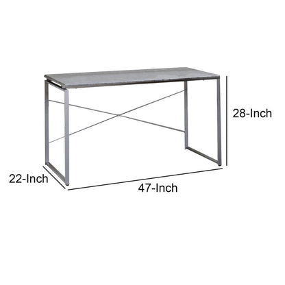 Sled Base Rectangular Table with X shape Back and Wood Top,Gray and Silver - View 5
