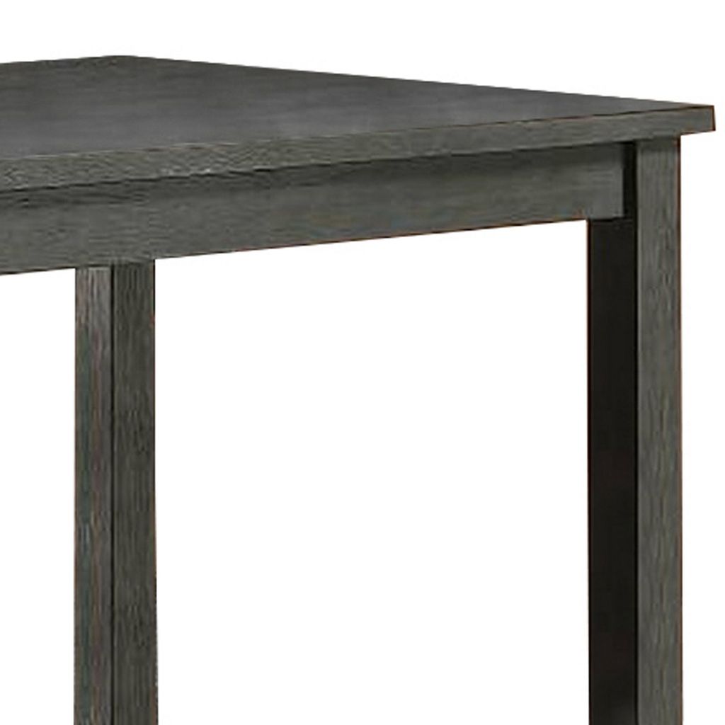 Wooden Counter Height Table with Three Storage Shelves, Gray - View 4