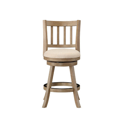 Adam 24 Inch Solid Wood Swivel Counter Stool, Slatted Back, Ivory - View 3