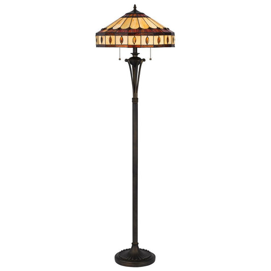 Xia 61 Inch Tiffany Style Vintage Floor Lamp, Glass Shade, Antique Bronze