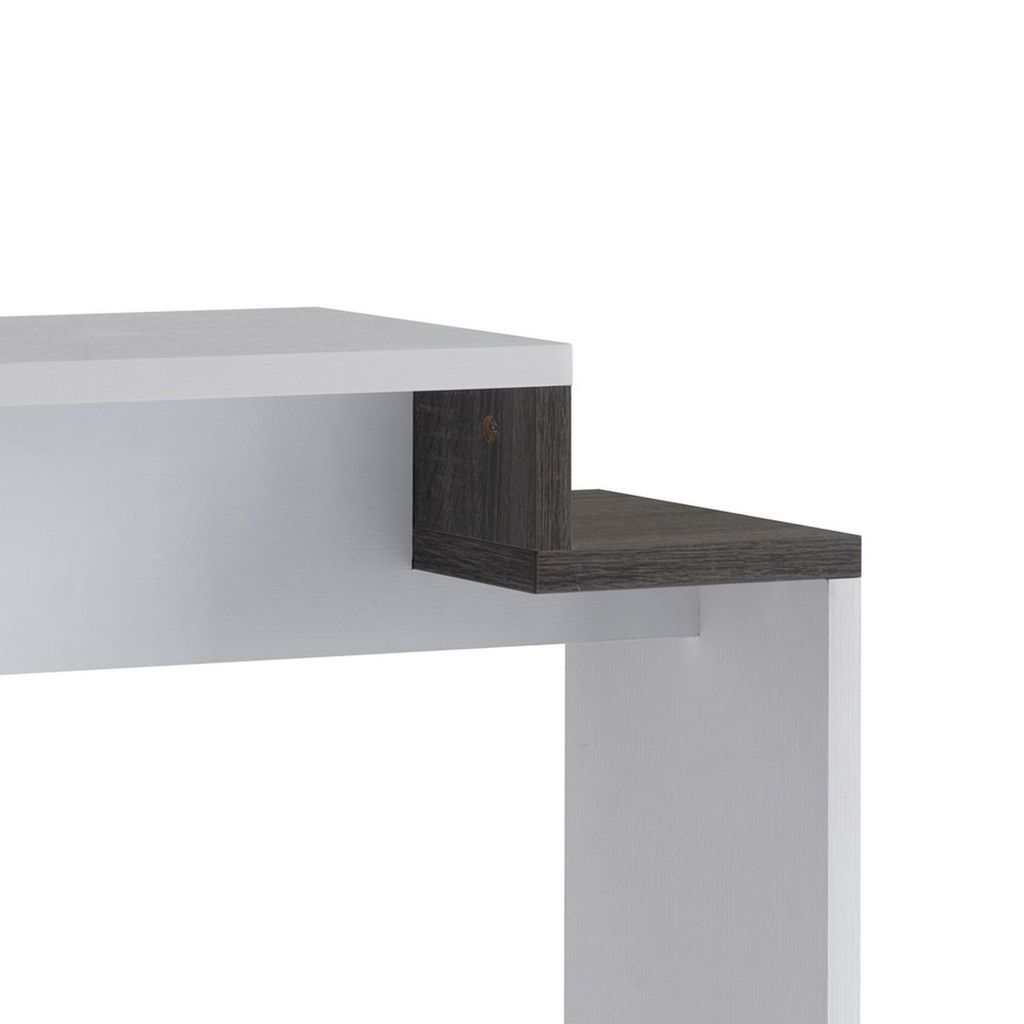 36 Inch Modern Console Table, Multilevel Wood Shelves, Gray and White - View 2