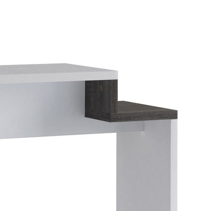 36 Inch Modern Console Table, Multilevel Wood Shelves, Gray and White - View 2