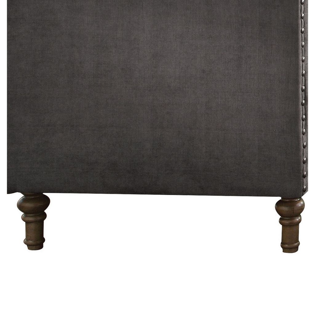 Fabric Upholstered Wooden Sofa Chair with Nail Head Trim, Gray - View 4