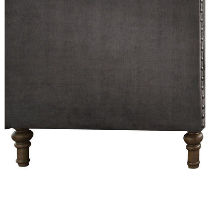 Fabric Upholstered Wooden Sofa Chair with Nail Head Trim, Gray - View 4