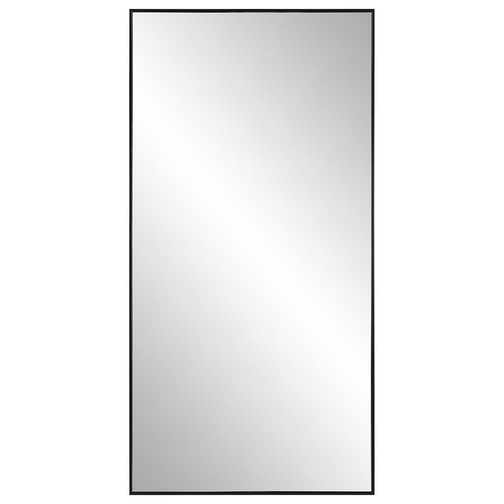 40 Inch Wood Wall Mirror, Rectangular Thin Frame, Black - View 2