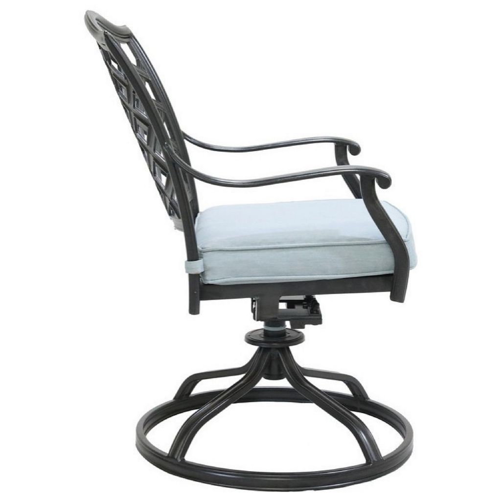 Wynn Outdoor Metal Dining Swivel Chair, Set of 2, Light Blue - View 4