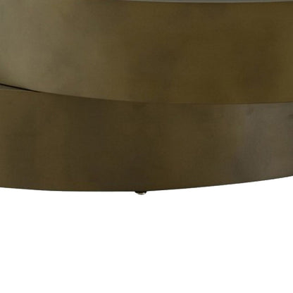 Contemporary Round Metal Coffee Table with Drum Base, Bronze - View 5