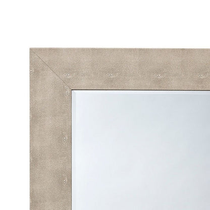 Structure 26 x 38 Modern Rectangular Mirror, Shargeen Texture, Bevel, Ivory - View 2
