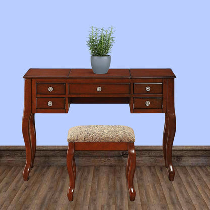 Cherub Vanity Set Featuring Stool and Flip-Up Mirror Cherry Brown - View 7
