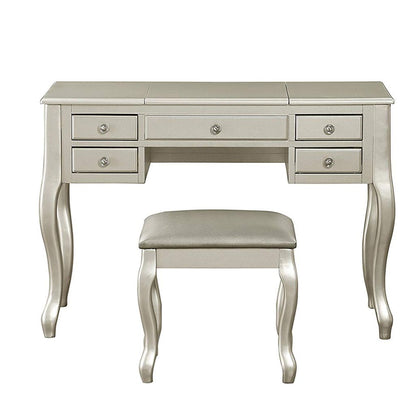 Cherub Vanity Set Featuring Stool And Mirror Silver - View 2