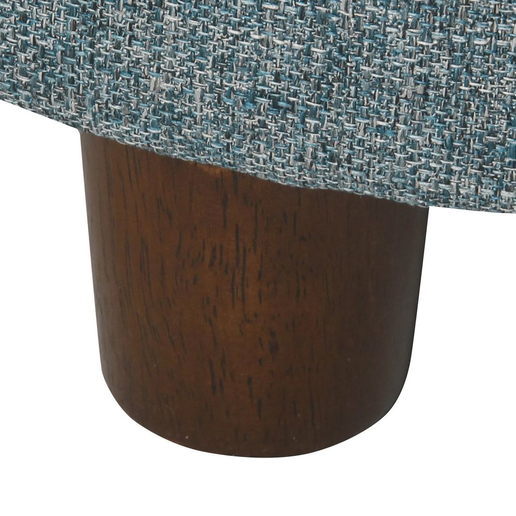 Fabric Upholstered Round Wooden Ottoman with Lift Off Lid Storage, Teal Blue - View 5