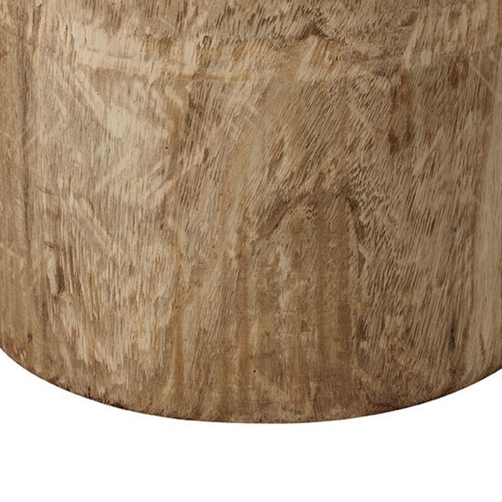18 Inch Modern Side End Table, Tree Log Design, Paulownia Wood, Natural - View 3