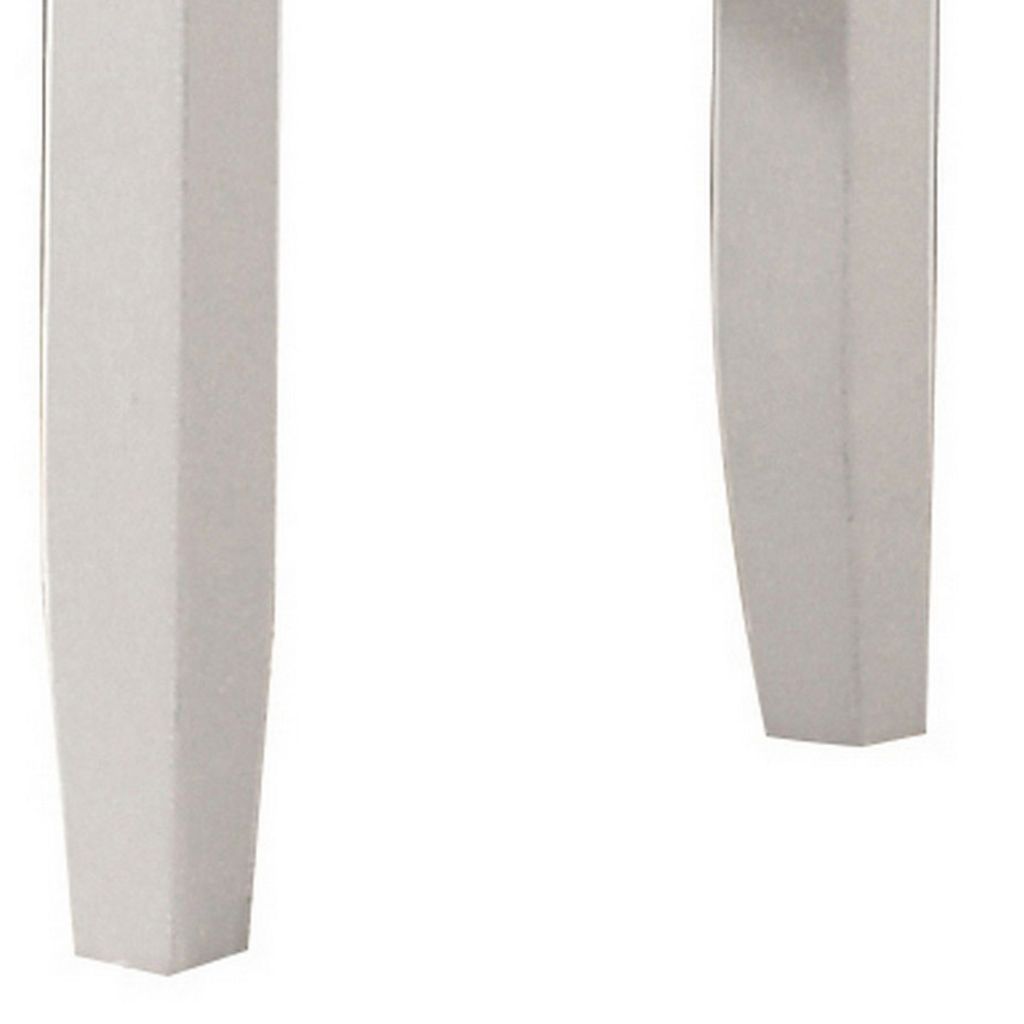 Felicity 16 Inch Upholstered Vanity Stool, Padded Seat, Glossy White - View 4