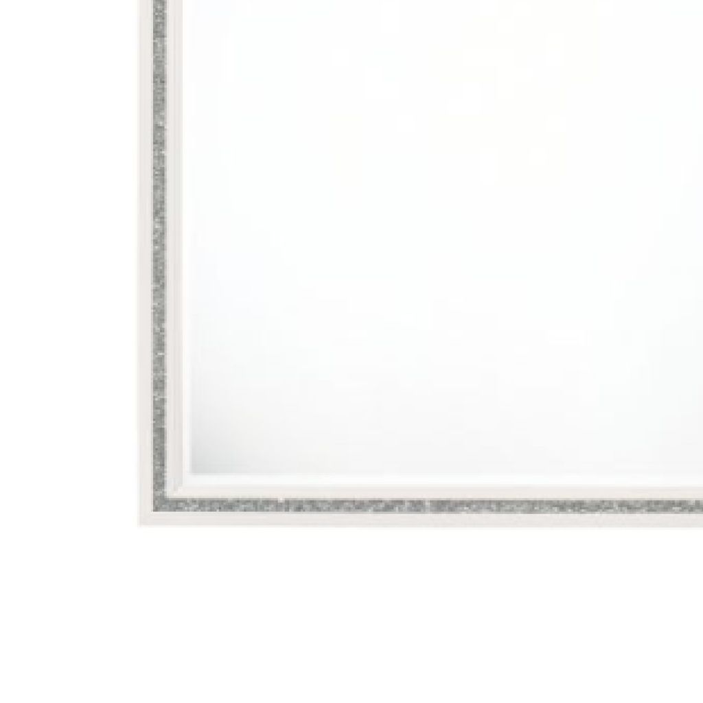 46 Inch Solid Wood Mirror, Shimmering Silver Accent, Landscape, White - View 5