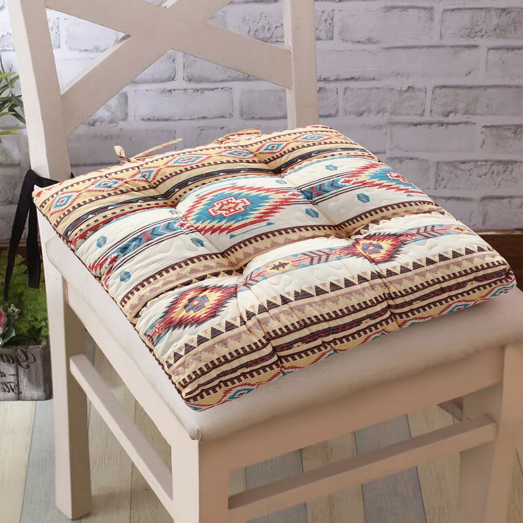 Tisa Traditional Ikat Pattern Fabric Chair Pad, Multicolor - View 7