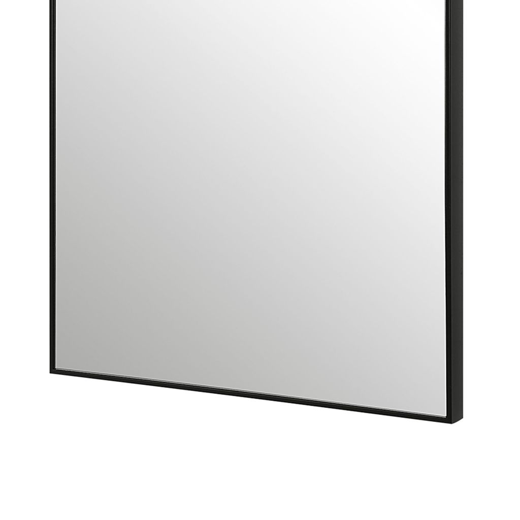 40 Inch Wood Wall Mirror, Rectangular Thin Frame, Black - View 4